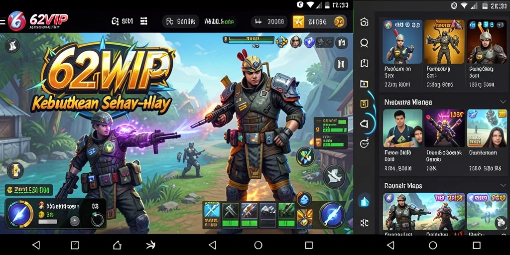 Tampilan antarmuka aplikasi 62VIP yang sederhana dan modern.