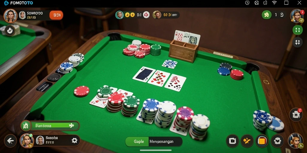 Tampilan gameplay seru dari FOMOTOTO saat bermain Gaple.