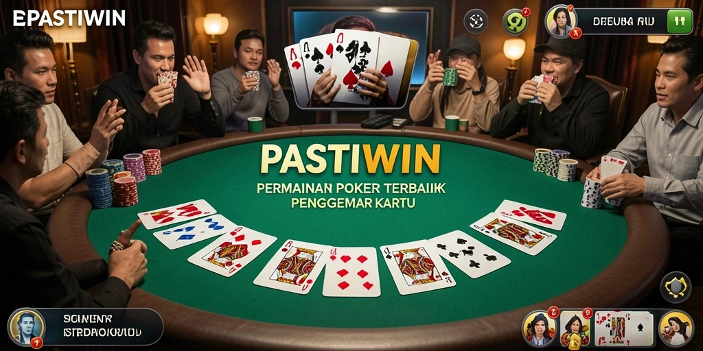 Tampilan gameplay Poker yang seru dan menegangkan di PASTIWIN.