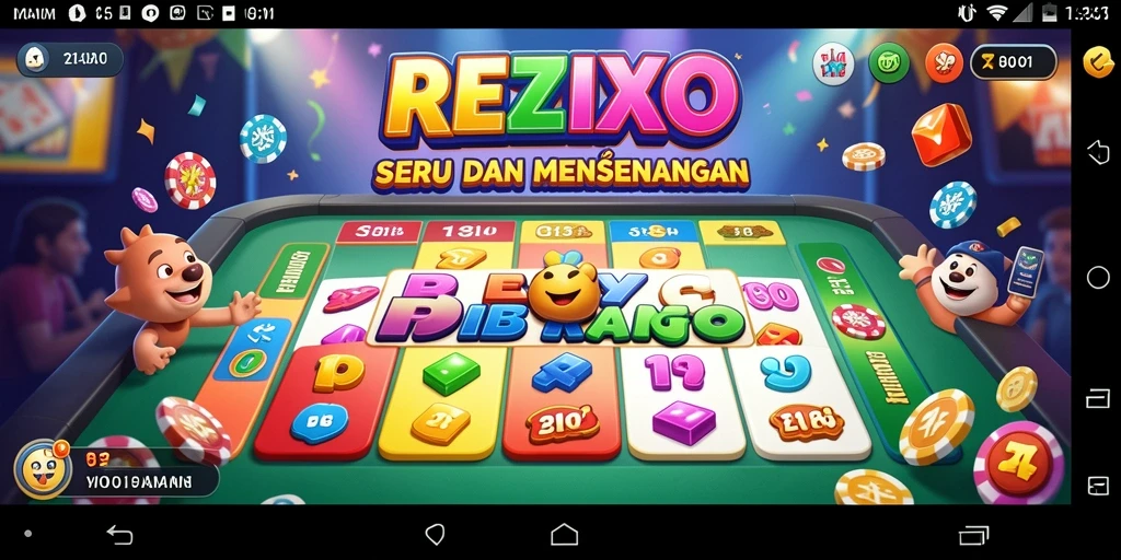 Tampilan gameplay utama <strong>REZIXO</strong> yang menarik dan penuh warna.