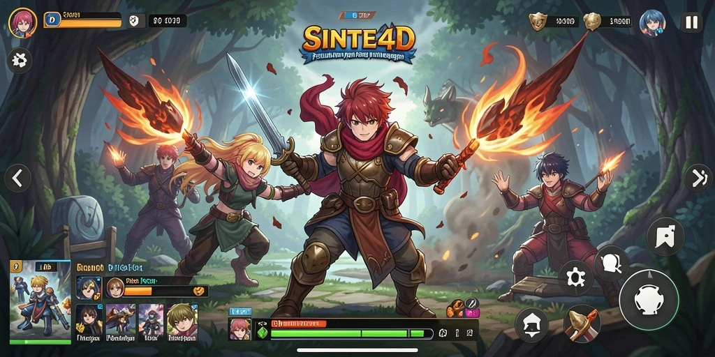 Tangkapan layar gameplay SINTE4D menampilkan karakter dan dunia anime yang memukau.